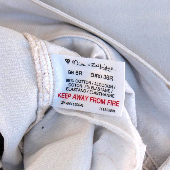 Miss Selfridge Slim Jeans White Stretch Tag Sz 8 - Picture 4 of 4